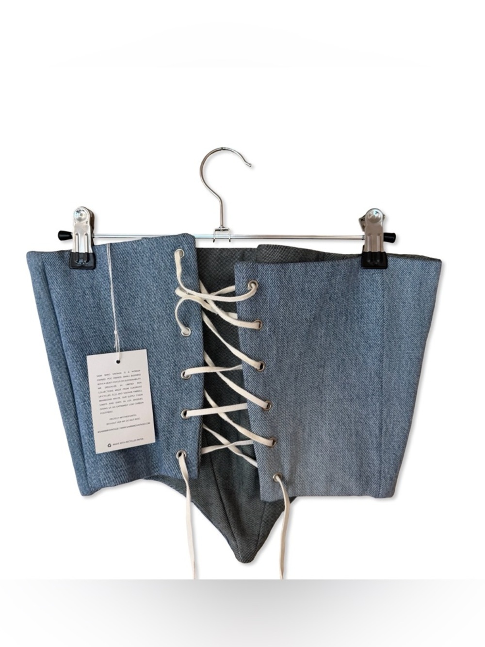 Sami Miro Vintage Corset Top Denim Blue Crop Bustier Revolve S — image 7 of 8